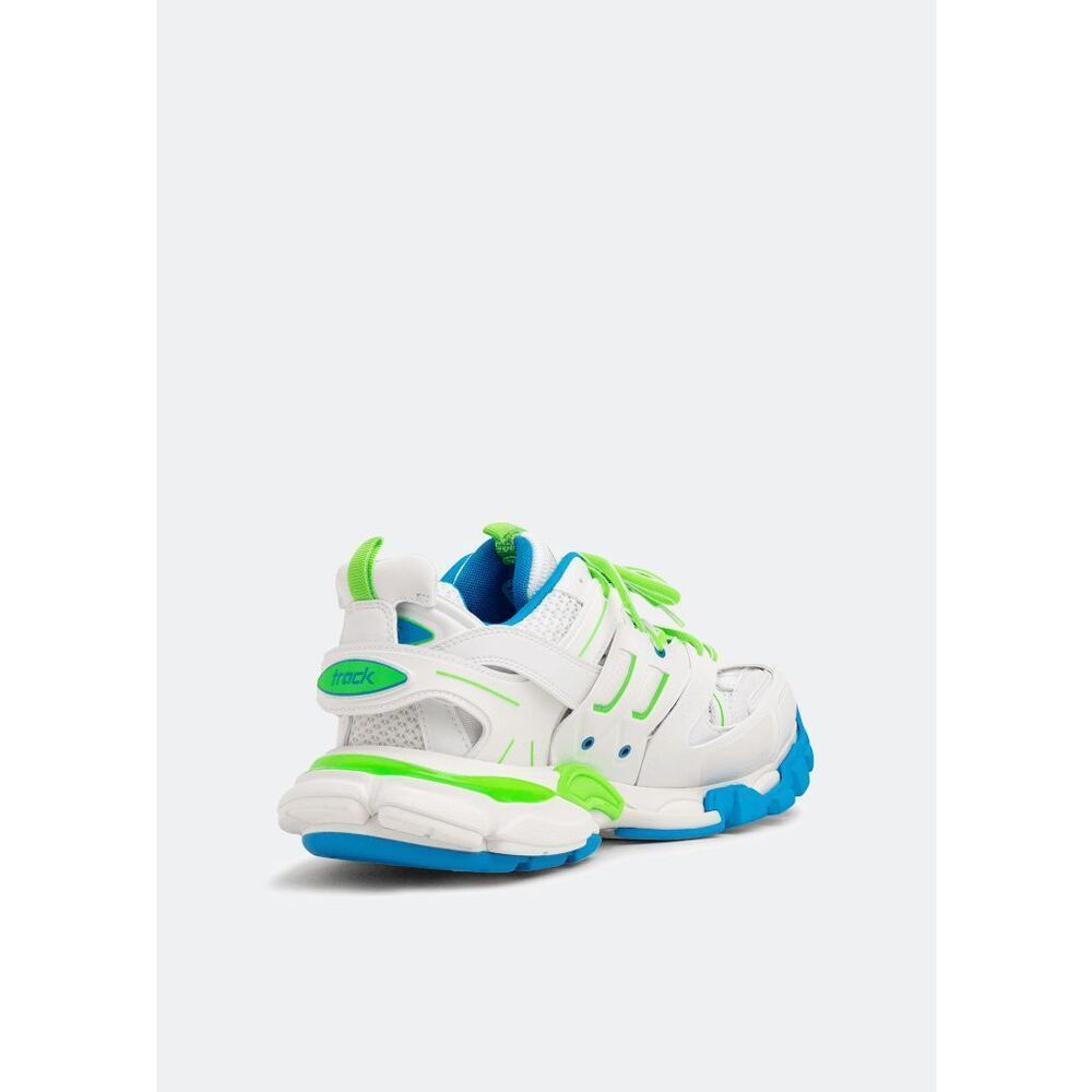 Balenciaga Women's Track Low Top Sneakers - White/Green/Blue 10 - Picture 8 of 11